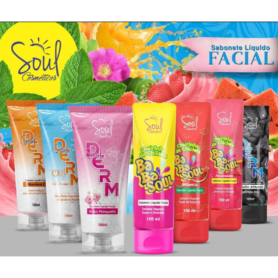 KIT 12  Sabonete Líquido Facial Soul Derm – Limpeza Profunda e Hidratação em Oferta na Shopee
