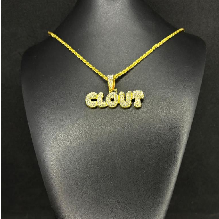 Colar Corrente Cordão Ice com Pingente Clout Cravejado Hip Hop Premium A++ Unisssex