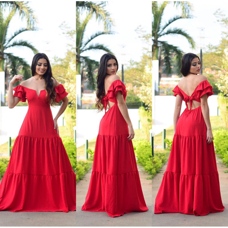 Vestido longo ciganinha festa natal ano novo final de ano praia sitio casamento batizado