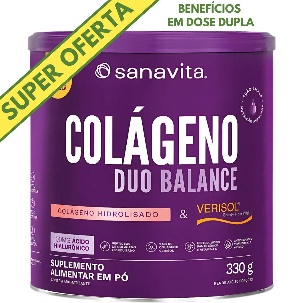 Colágeno Verisol e Ácido Hialurônico + Colágeno Hidrolisado - Duo Balance Sanavita
