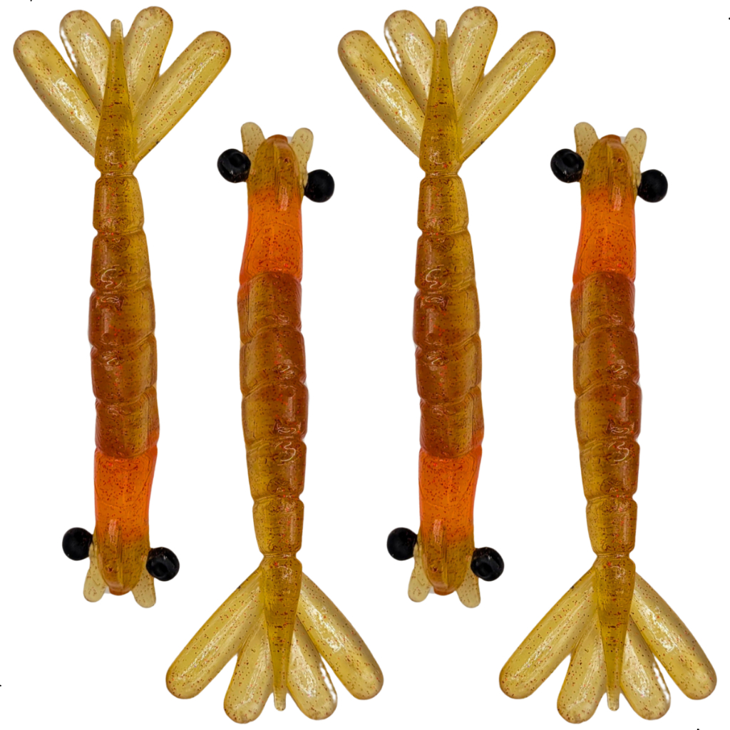 Camarão Artificial Pesca 12cm kit com 4 unidades Isca Artificial Camarão Artificial