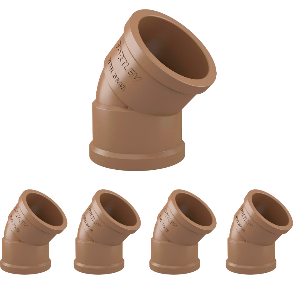 Pacote 10 unid Joelho PVC 45º Soldável 50mm Fortlev