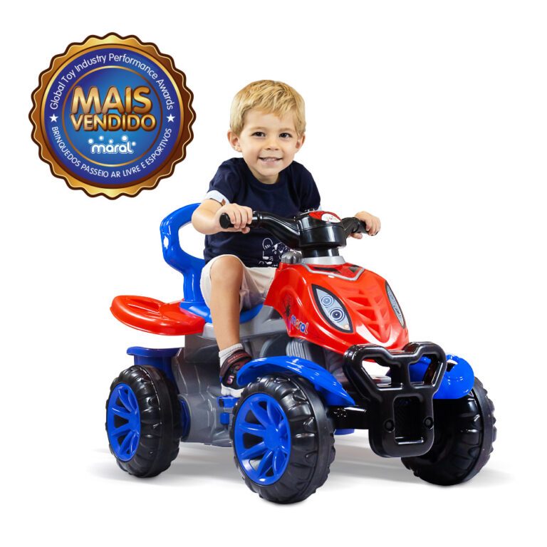 Carrinho de Passeio Quadriciclo Infantil Passeio e Pedal Empurrador Motoquinha Spider Menino