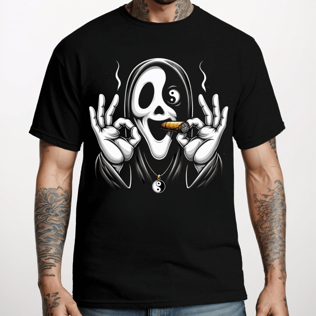 Camiseta Basic 100% algodão Estampada fantasma Streetwear Moda Masculina