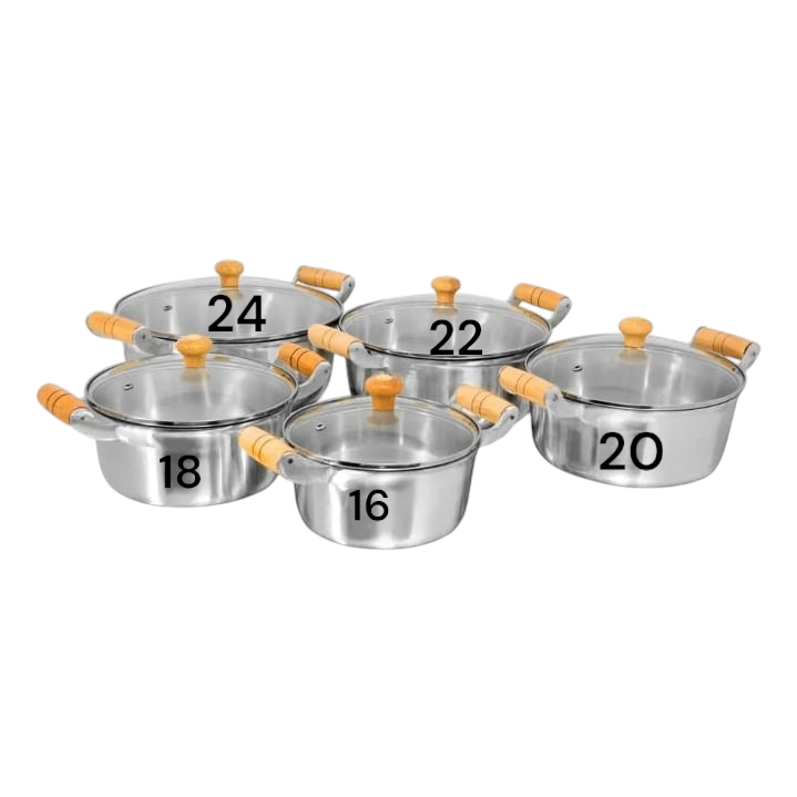 Jogo de Panela 5 Pcs da 16 a 24 Alumínio Batido Fundido Com Tampa