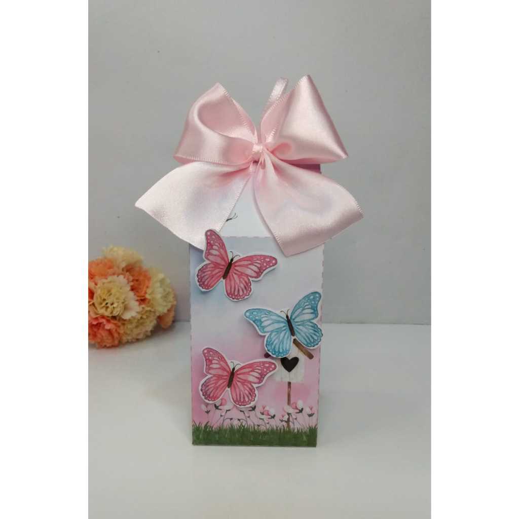 10 Caixas Milk - Lembrancinhas Personalizadas Jardim das Borboletas - Caixinhas Personalizadas - Papelaria Personalizada