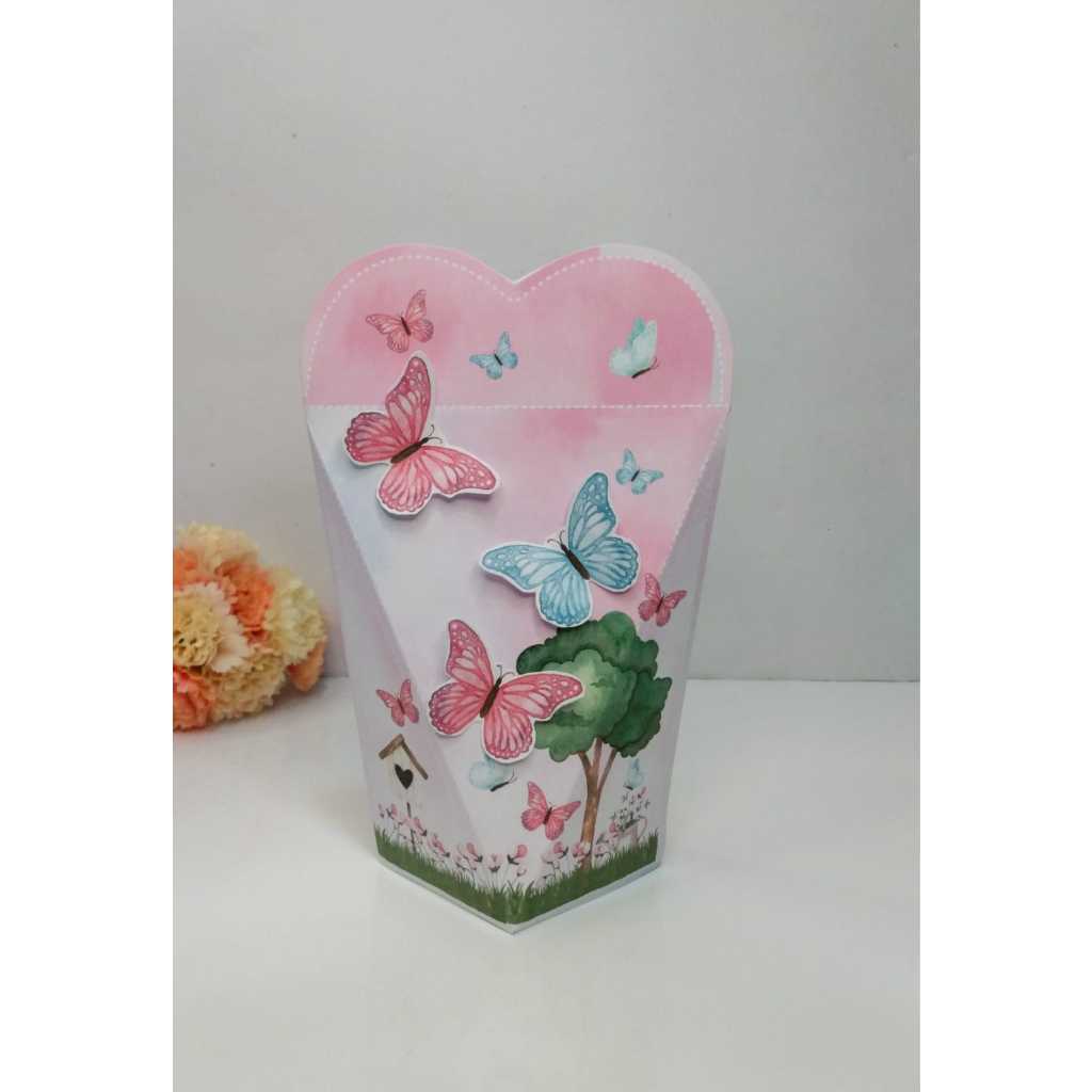 10 Caixas Coração - Lembrancinhas Personalizadas Jardim das Borboletas - Caixinhas Personalizadas - Papelaria Personaliz