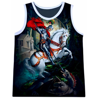 Camisa sem manga Abadá São Jorge Escura Poliéster em Oferta na Shopee