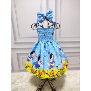 Vestido Menina Infantil Lastex Branca Neve