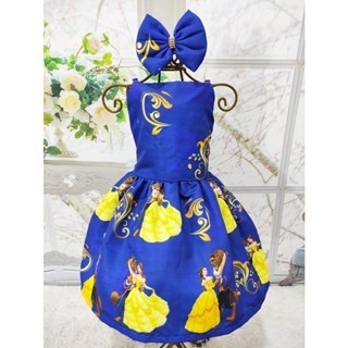 Vestido Menina Temático Alça Regular Bela e a Fera