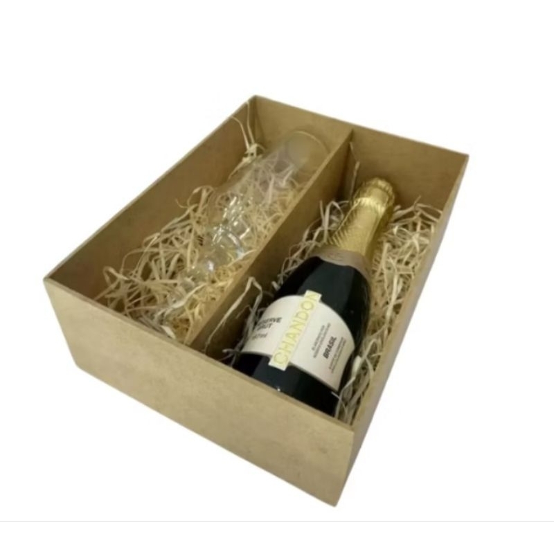 2 unidades da caixa mini chandon 1 divisória 22x17x8 Mdf cru