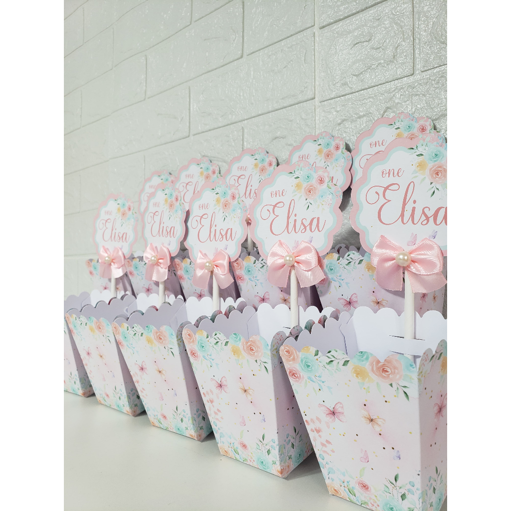 Centro de mesa cachepot personalizado enfeite decoração de mesa jardim encantado borboleta aniversário festa menina rosa