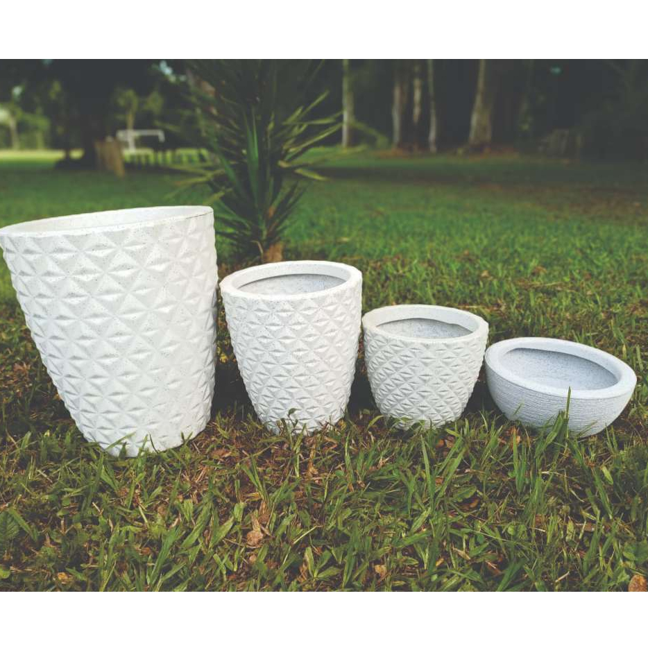 Kit 4 Vasos Decorativos Planta Flor Polietileno Redondo Diamante N1 N2 N3 +Bacia N1 com Pratos em Oferta na Shopee