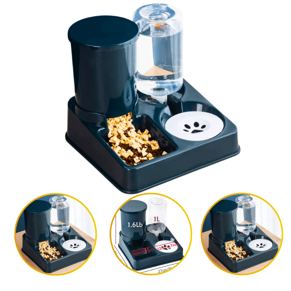 Comedouro Duplo Pet Automático Alimentos Cachorro Cães Gatos