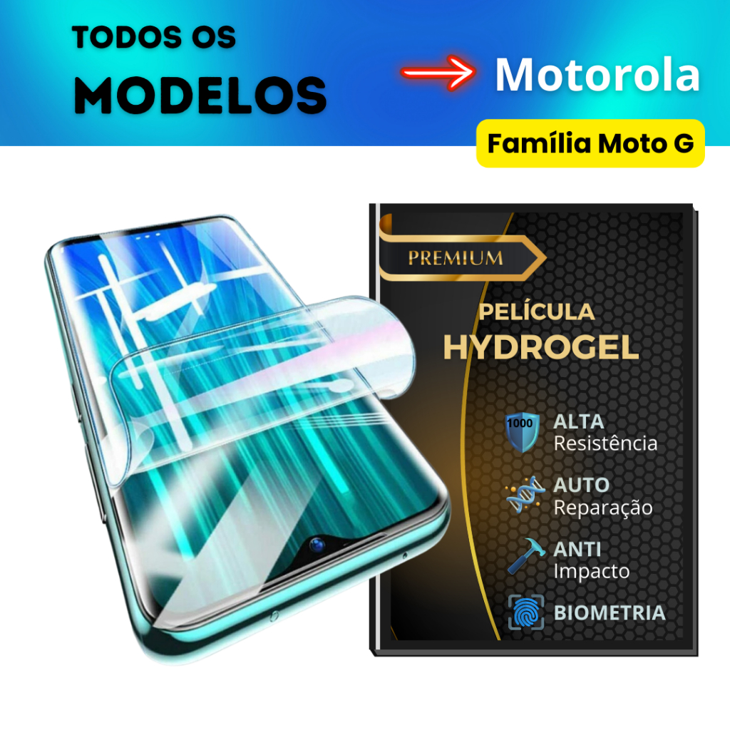 Pelicula Hidrogel HD PREMIUM e  Anti Impacto para TODOS OS MODELOS MOTOROLA - G75 / G55 / Edge 50 60