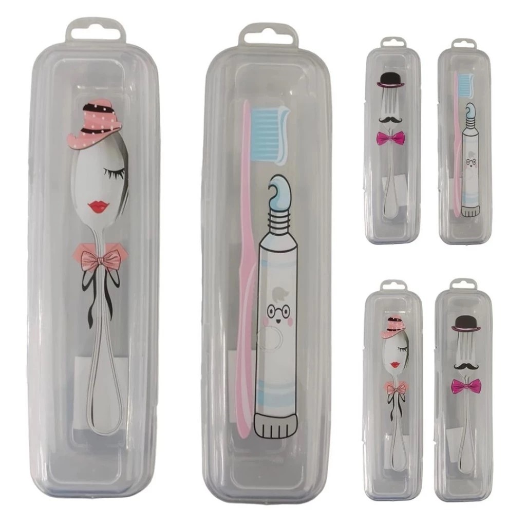 Kit 2 Estojos Porta Colher/ Escova e Pasta de Dente/ Garfo em Oferta na Shopee