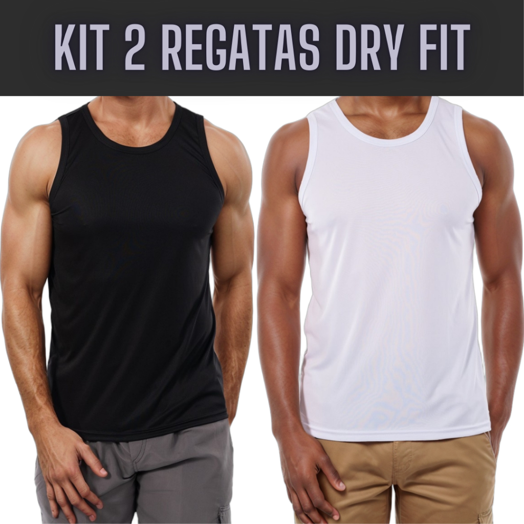 Kit 2 Regata Dry Fit Masculina - Blusa Fitness Para Academia