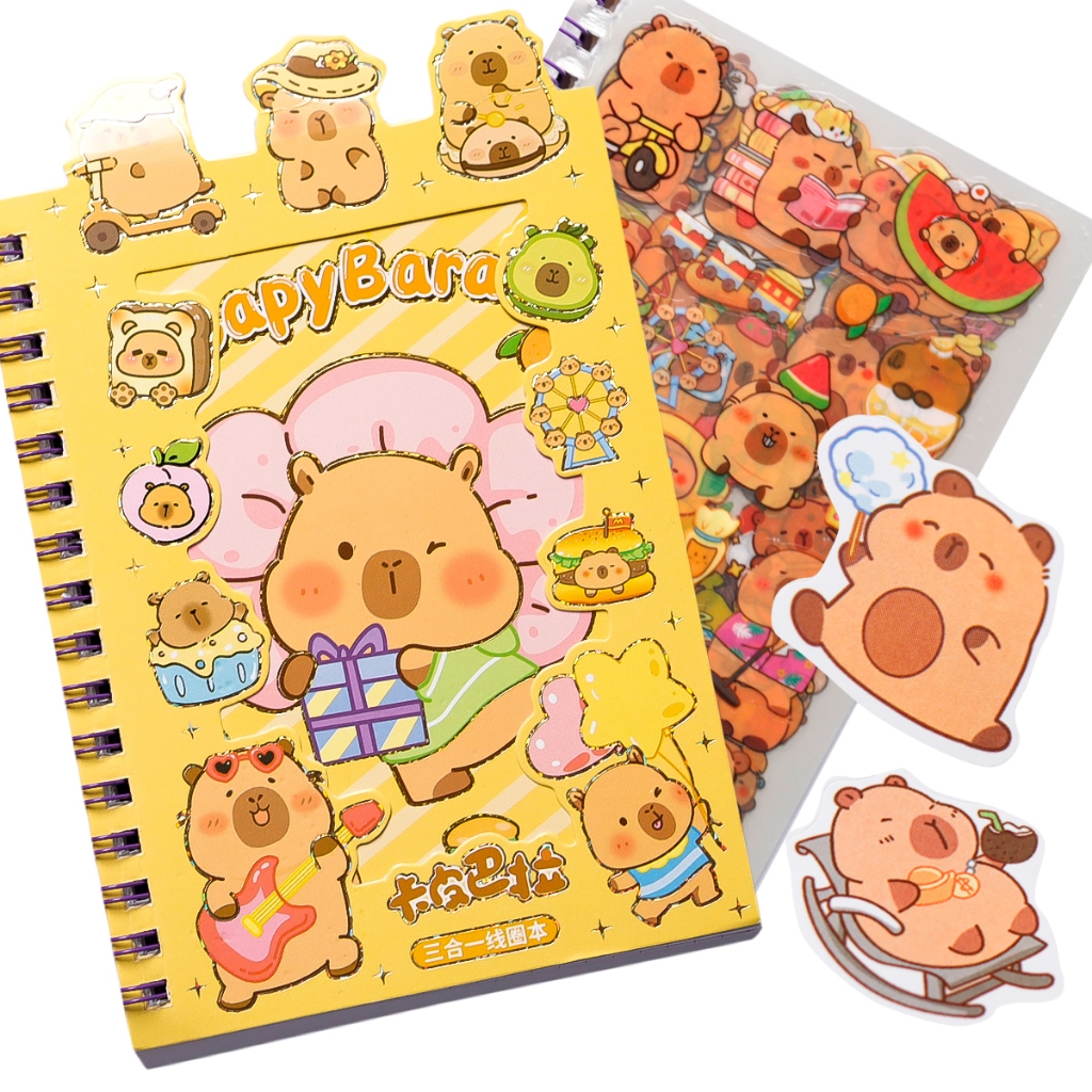 Mini Caderno com Adesivos Capivara Adesivo Papelaria Criativa Fofa Agenda Diario Kawaii em Oferta na Shopee