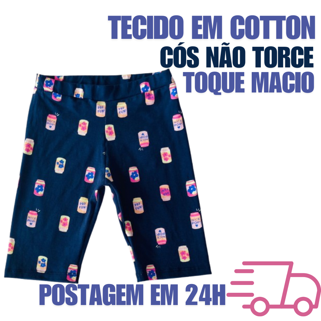 Bermuda Ciclista Infantil para Meninas - Conforto em Cotton (Unidade)