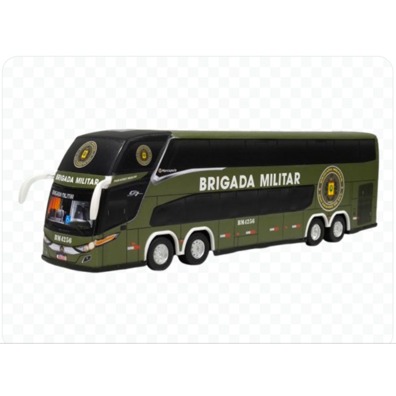 Brinquedo em miniatura de ônibus da Brigada Militar do Estado do Río Grande do Sul lançamento colecionável.