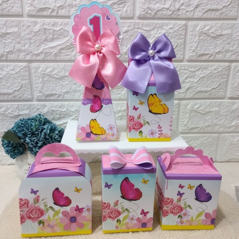 PEGUE E MONTE Kit Festa Personalizados JARDIM ENCANTADO DAS BORBOLETAS Lembrancinhas Caixinhas
