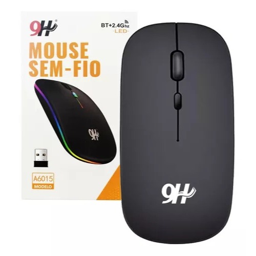 Mouse Sem Fio com Led Bluetooth Wireless Recarregável 2.4Ghz 9H Original Premium