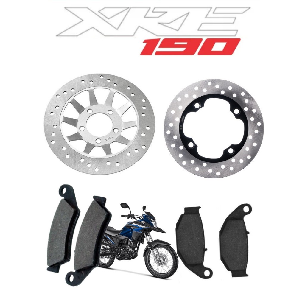 Discos De Freio Dianteiro e Traseiro + Pastilha Modelo Moto Bros 160 sem CBS Xre 190 16 Em Diante em Oferta na Shopee