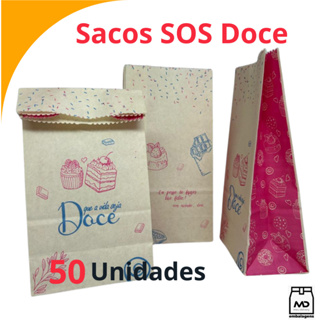 SACO KRAFT SOS TAMANHOS  PP, P E G TEMA DOCE DOCERIA DOCINHOS COOKIES C/ 50 UNIDADES  DIVERSOS TAMANHOS em Oferta na Shopee