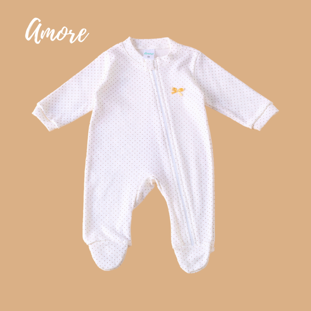Macacão de Bebê Pezinho Amore Bolinha 100% Algodão em Oferta na Shopee