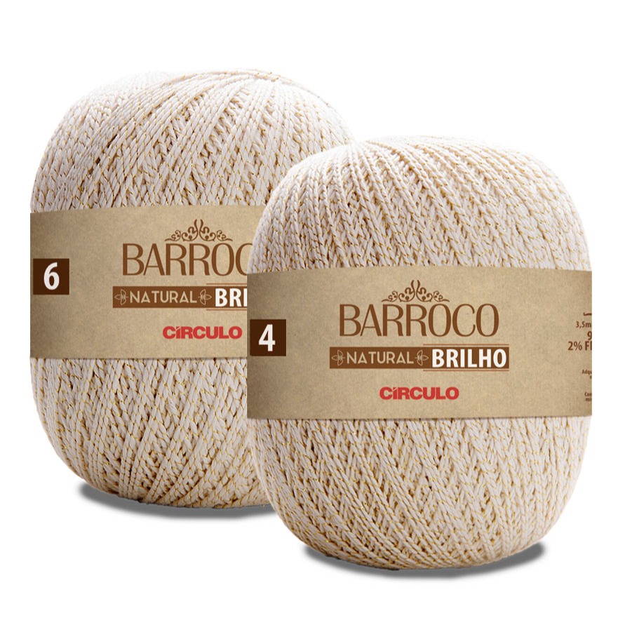 Barbante Barroco Natural Brilho Ouro Circulo 400g
