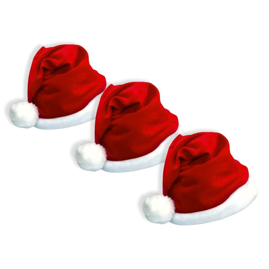 KIT 03 GORRO GORRINHO TOUCA NATAL DE PAPAI MAMÃE NOEL LUXO WINCY NATAL