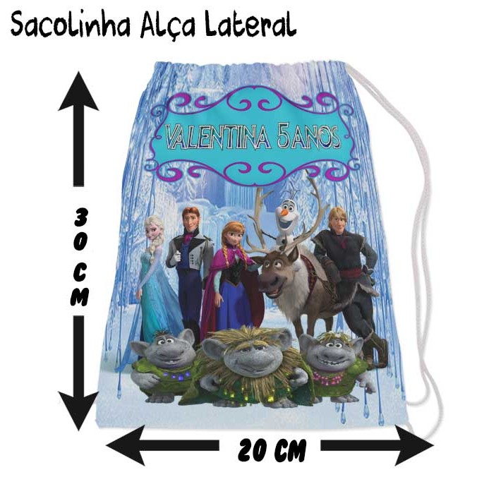 Kit Mochilinha Sacolinha Mochila Saco Sacochila Saquinho Lembrancinha Brinde Aniversario Personalizadas FROZEN