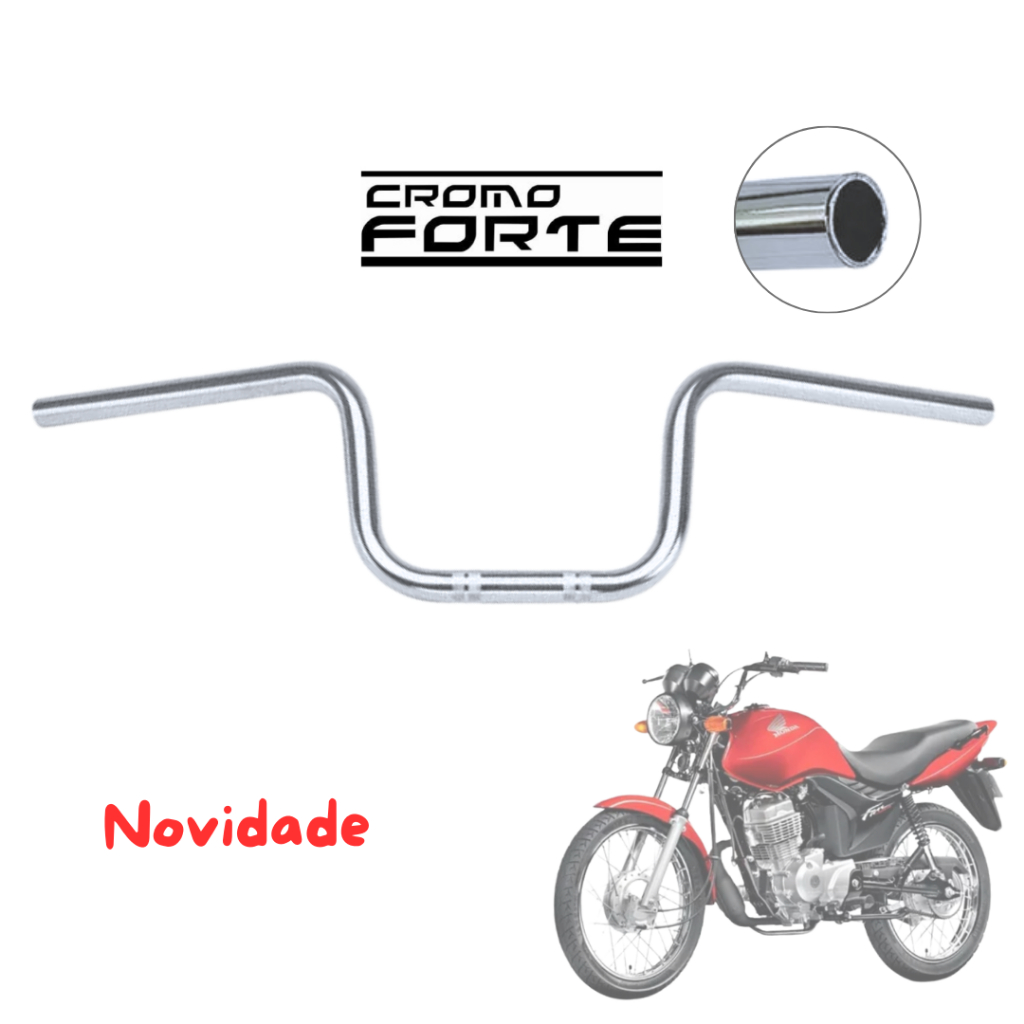Guidão Cromado CG Titan Fan 125 150 160 2014 Em Diante Cromoforte em Oferta na Shopee
