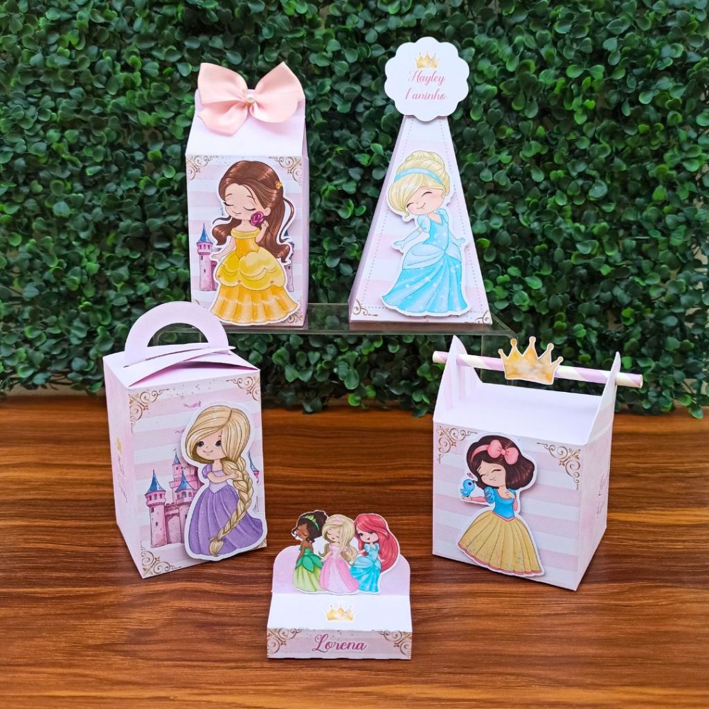 Kit Festa: Lembrancinhas Personalizadas Princesas Cute - Kit Só Um Bolinho - Festa em Casa - Papelaria Personalizada