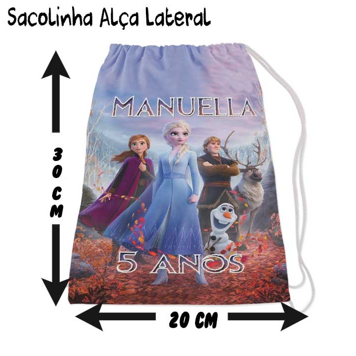 Kit Mochilinha Sacolinha Mochila Saco Sacochila Saquinho Lembrancinha Brinde Aniversario Personalizadas FROZEN