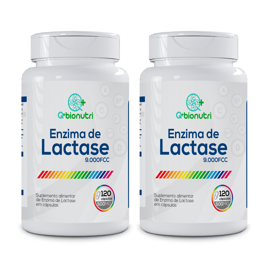 Kit 2x Enzima de Lactase 9.000fcc 500mg 120 Cápsulas Q+Bionutri