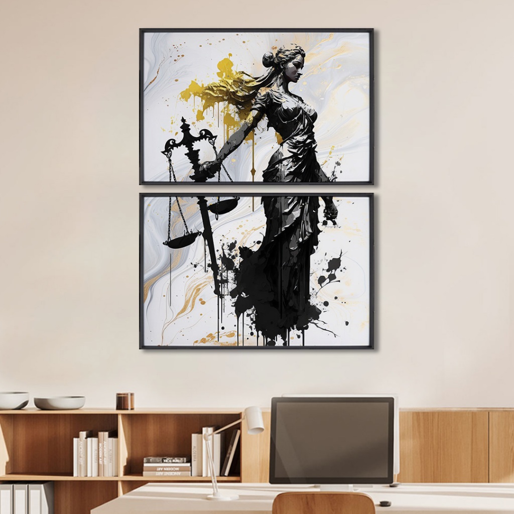 2 Quadros Decorativo Profissão Equidade Imortalizada: Representações da Justiça e da Lei com Moldura em Oferta na Shopee
