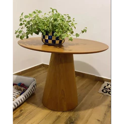 Mesa De Jantar Redonda Cone 100 Cm Freijó Cor Marrom