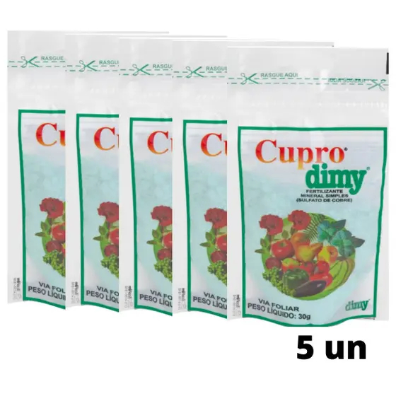 Kit 5 Cupro Dimy Sulfato de Cobre Fungicida