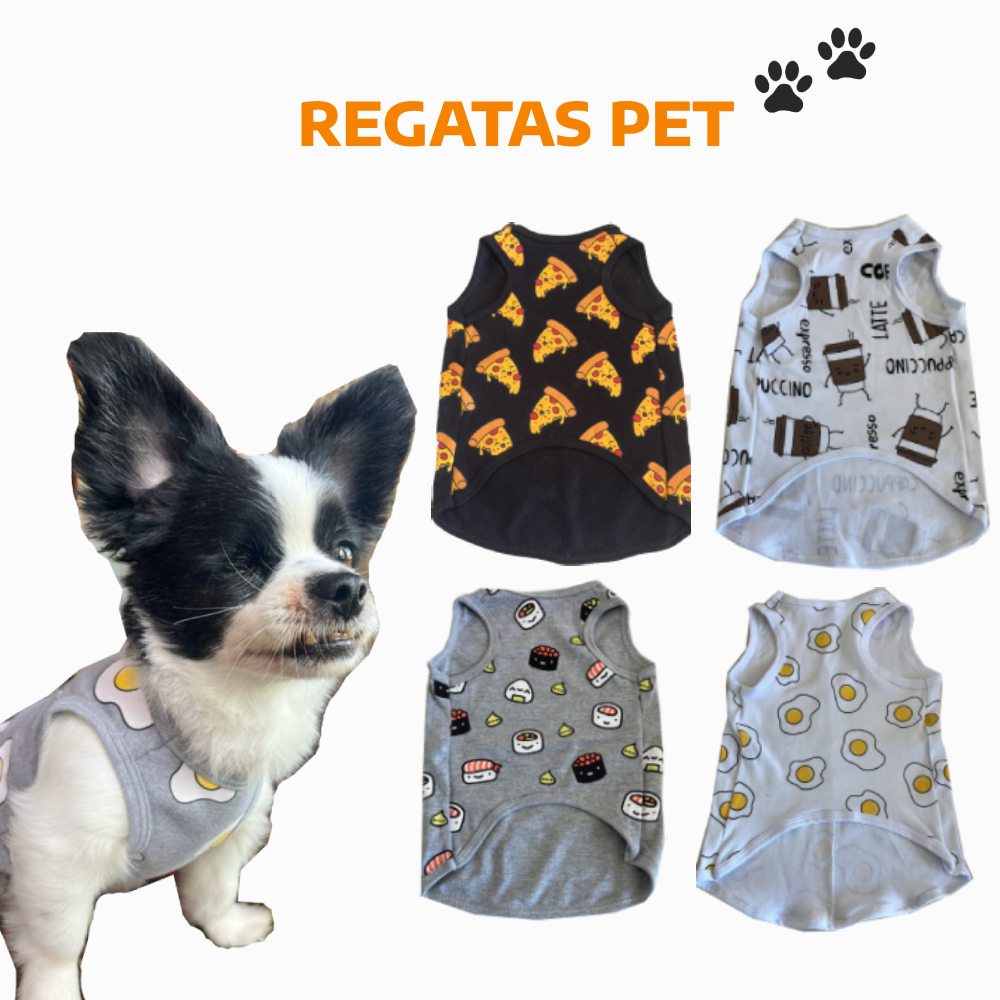 Regata Pet - Roupa Pet Estampa divertida para Cachorro e Gato em Suedine