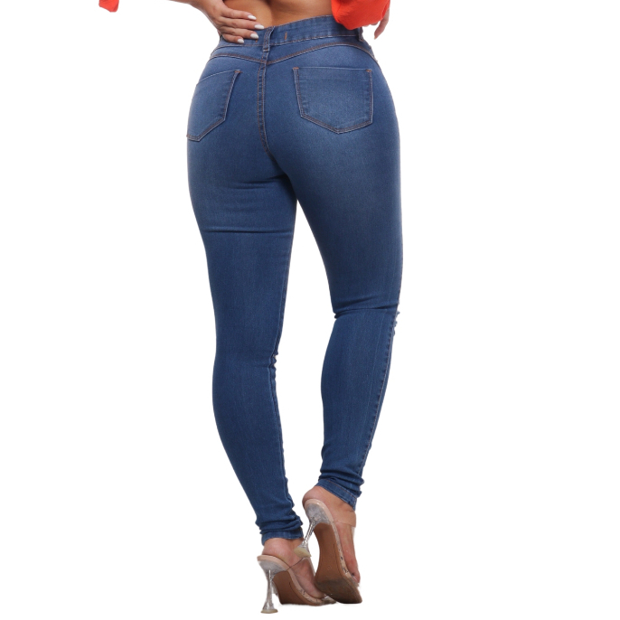 Calça Jeans Rasgada Feminina Com Lycra (Elastano) Super Confort Calca Cintura Alta