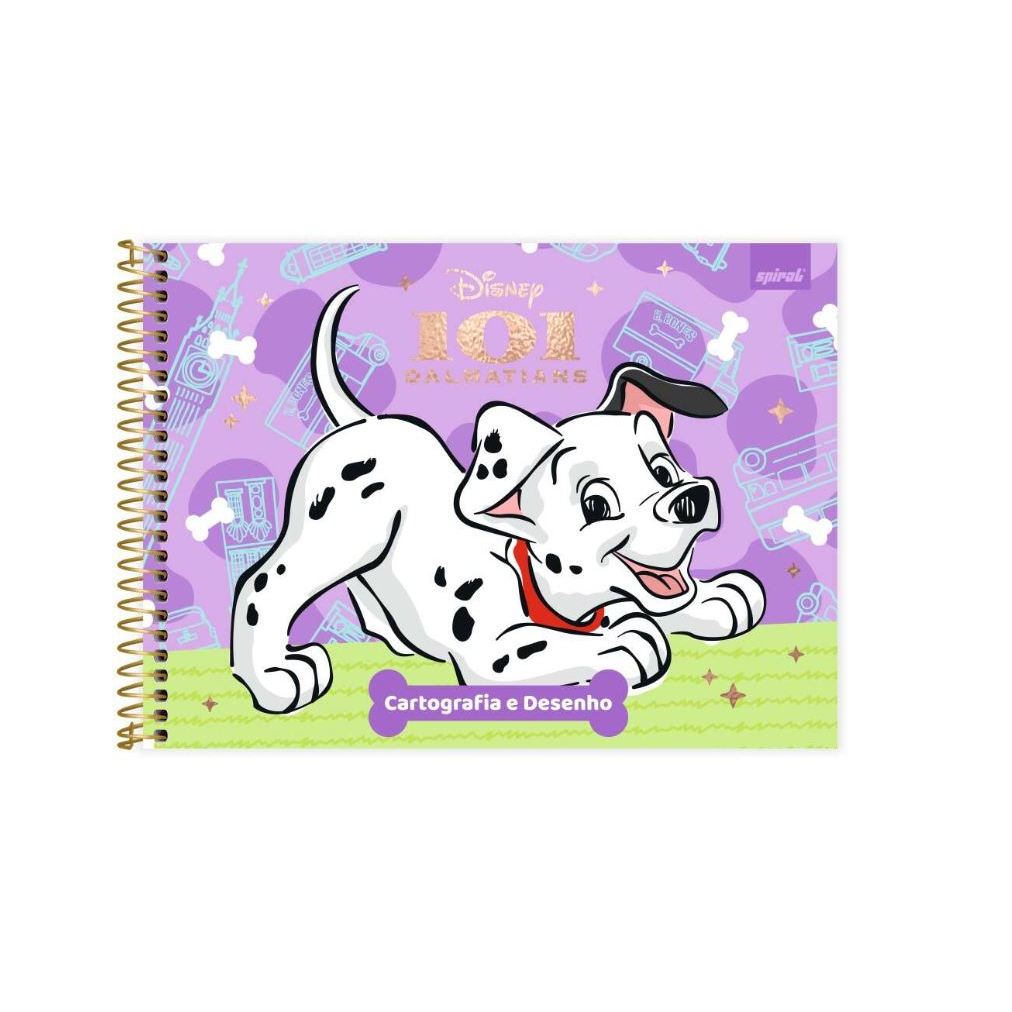 Caderno Cartografia e Desenho Capa Dura 48 Folhas, Disney Clássicos, 101 Dálmatas 2025 Spiral Cld - PT 1 UN
