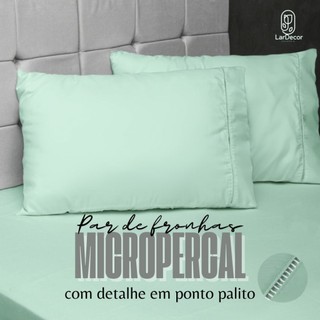 Kit com 2 Fronhas Avulsas Micropercal Cores Lisas Ponto Palito Promoção Imperdível