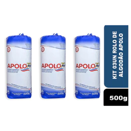 Kit 03und Rolo de Algodão Hidrófilo 500g Apolo