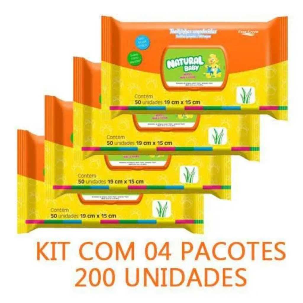 Kit 4 Toalhas Umedecidas Natural Baby 50 unds (200unds)
