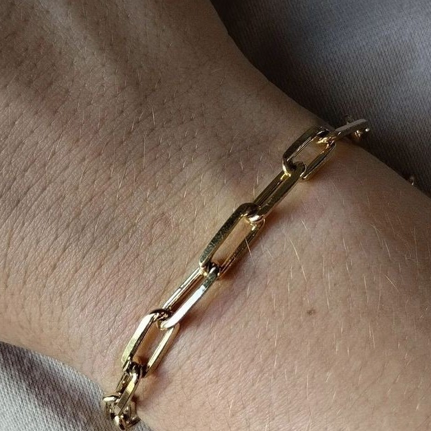 Pulseira Dourada Folheada a Ouro 18 k Semi Joia Elos Luxo regulável Presente Para Mulheres Natal