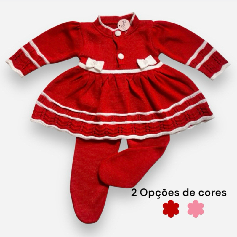 Vestido Bebê Saída de Maternidade Menina - Vestido e calça
