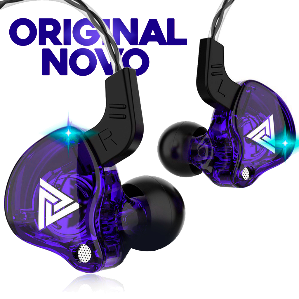 Fone de ouvido com fio Roxo Crystal QKZ ak6 original Jack 3.5mm original fones de ouvido esportivos envio imediato