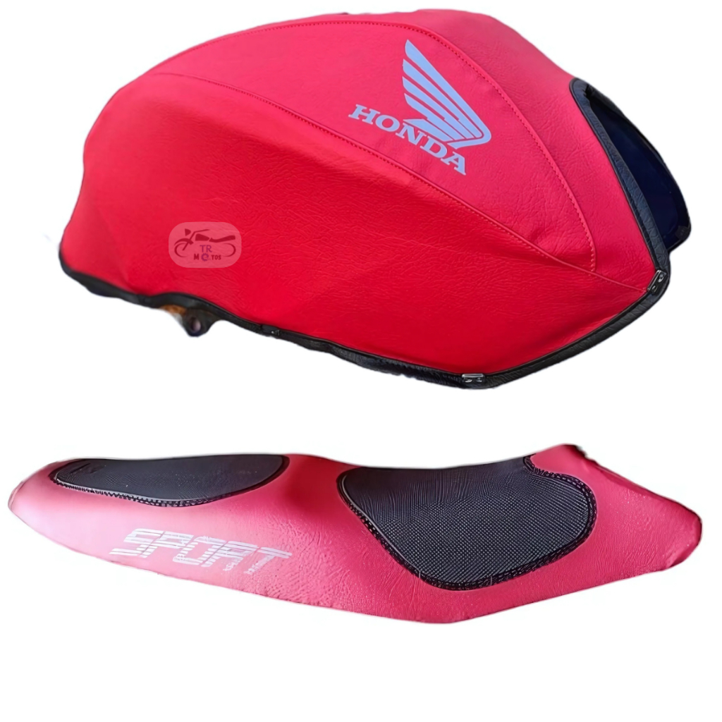 Capa Tanque + Capa Banco Sport Vermelha Titan Fan 125 2000/2001/2002/2003/2004/2005/2006/2007/2008