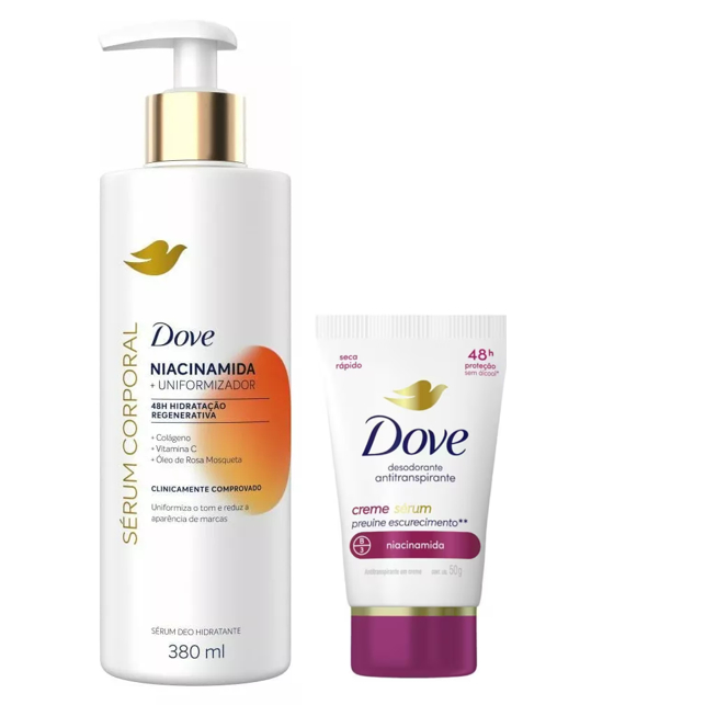 Hidratante corporal Dove e Desodorante Antitranspirante  Dove Sérum Niacinamida 50g